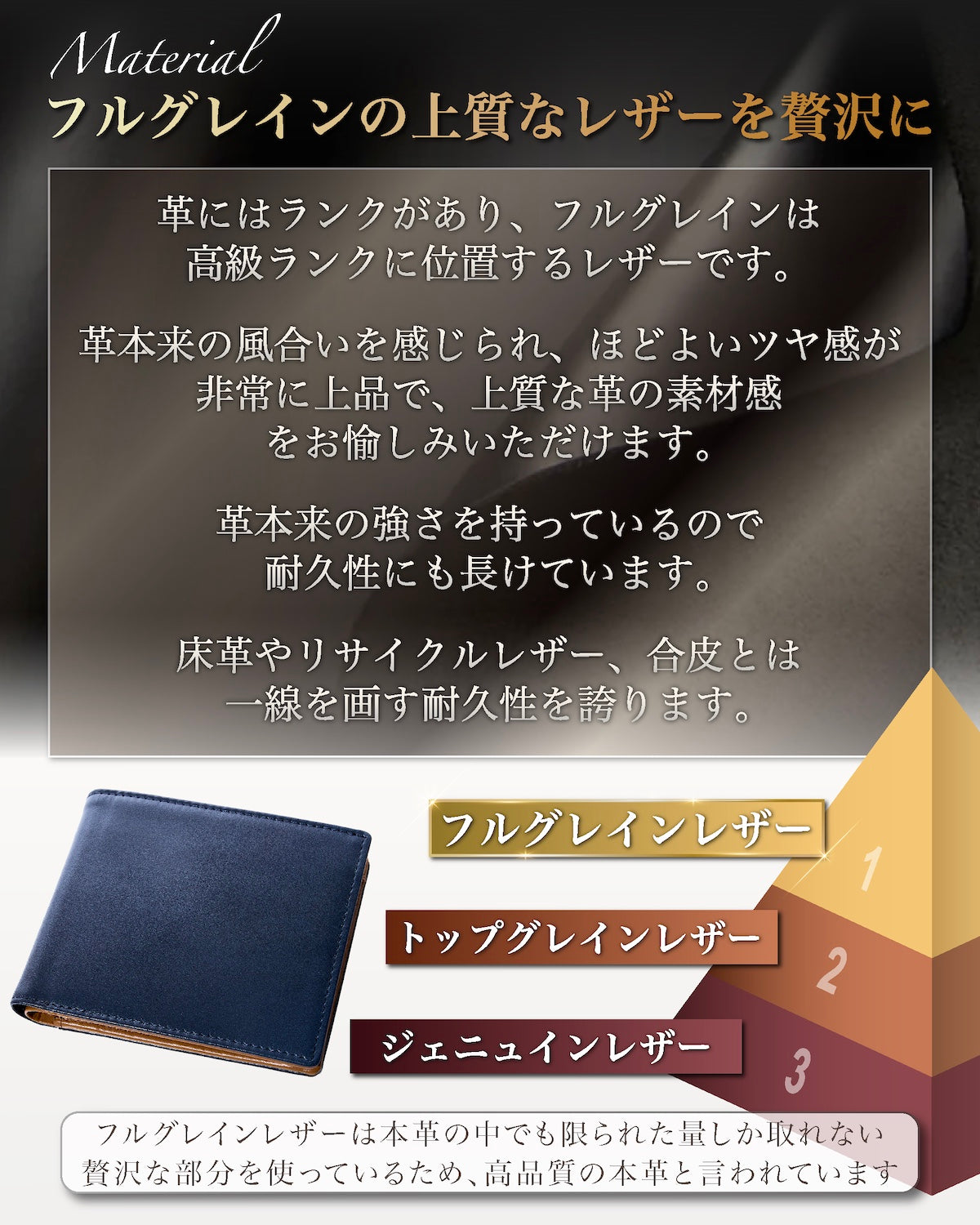 Eredita(エレディータ) フルグレインレザー 大容量 二つ折り財布 メンズ WL32
