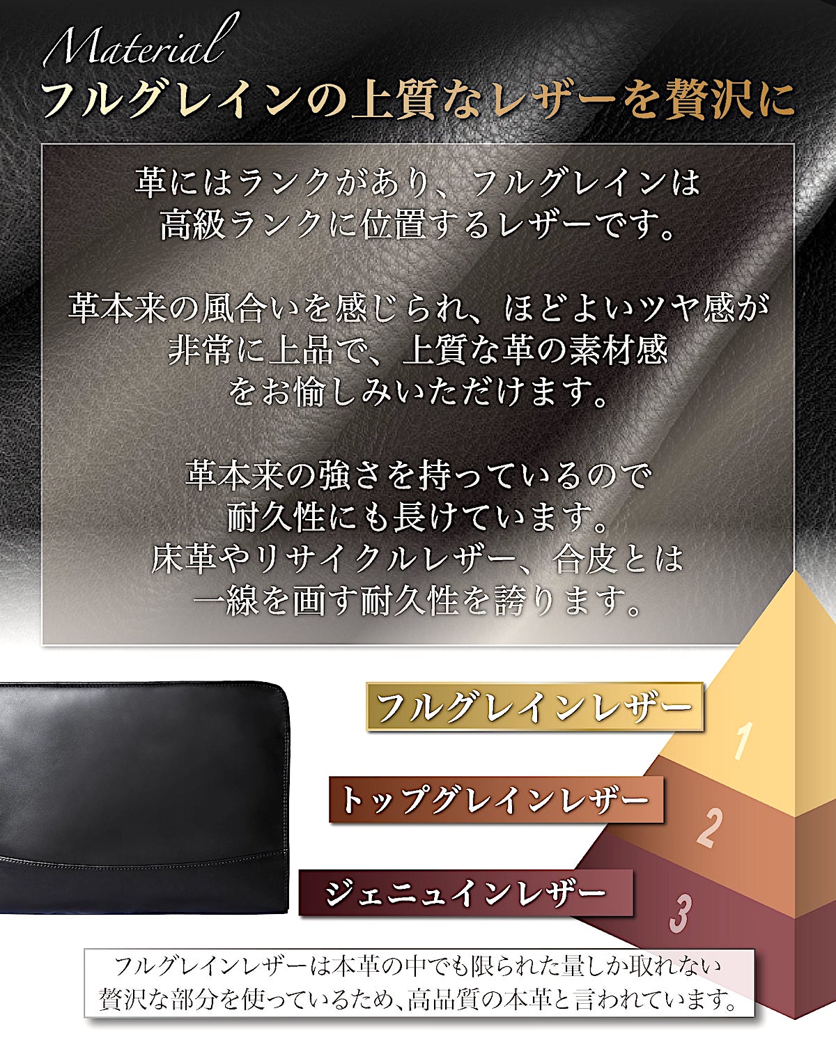Eredita(エレディータ) フルグレインレザー クラッチバッグ セカンドバッグ メンズ 本革 CB02